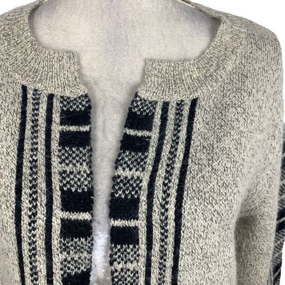 Mia Maddison Long Cardigan Sweater Duster Grey Black Fuzzy Open Front M - Picture 2 of 9